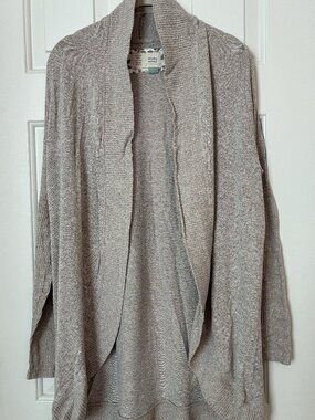 Saturday Sunday by Anthropologie Taupe Open Front Long Cardigan